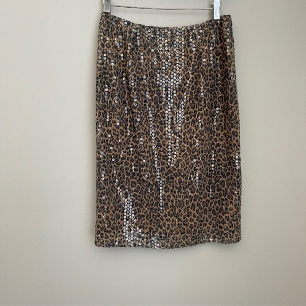 VTG CARLISLE sequin leopard pencil skirt Size US 4